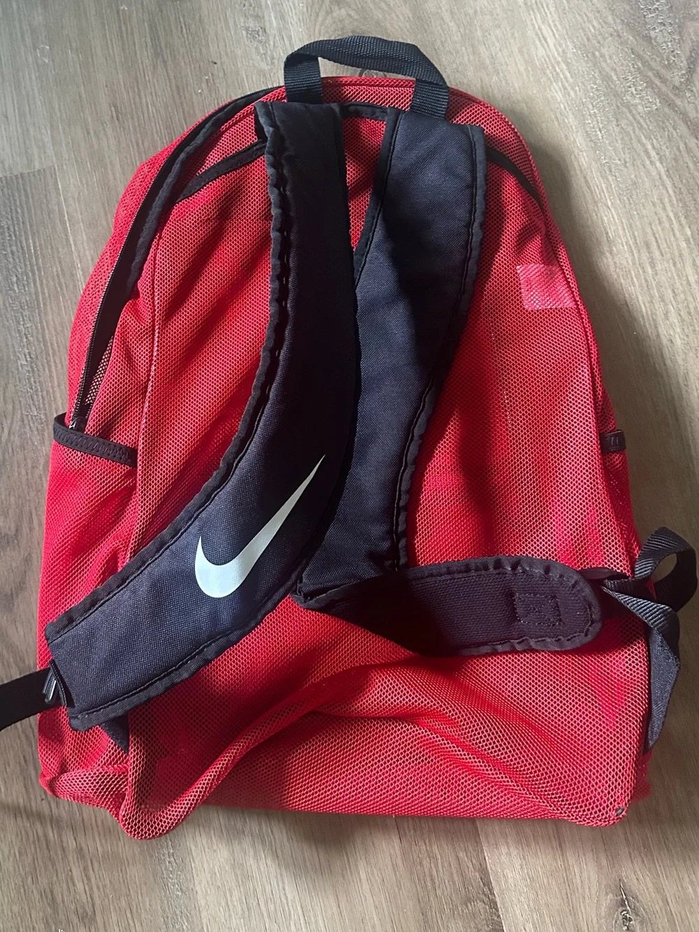 Nike Red Mesh Backpack with White Swoosh